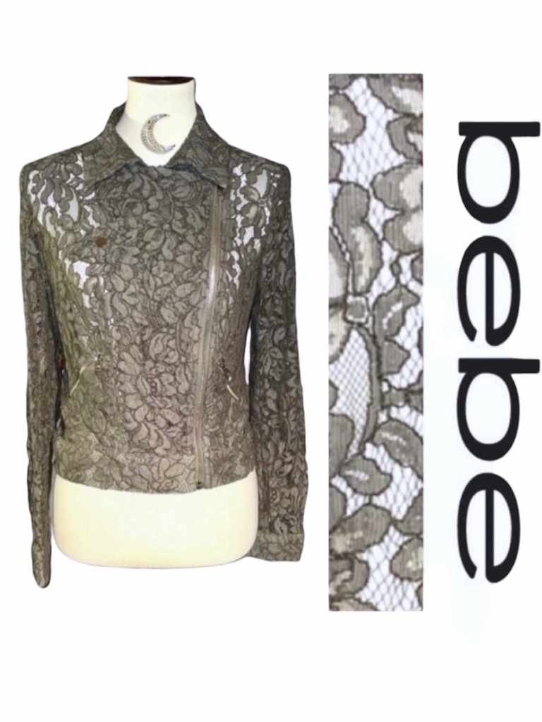 Bebe Floral Lace Olive Green Shirt Jacket Shirt 10